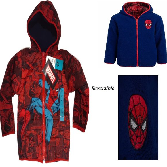 Marvel Spider-Man Kids Reversible Jacket NWT - Picture 1 of 13